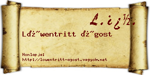 Löwentritt Ágost névjegykártya
